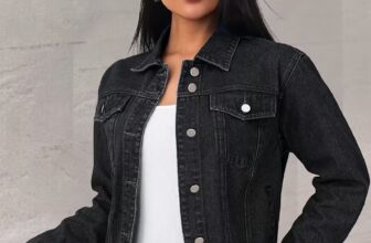 Women’S Black Lapel Pocket Multi-Button Casual Denim Jacket for Spring And Autumn