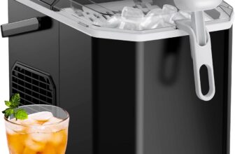 Silonn Ice Maker Countertop, Portable Ice Machine with Carry Handle, Self-Cleaning Ice Makers with Basket and Scoop, 9 Cubes in 6 Mins, 26 lbs per Day, Ideal for Home, Kitchen, Camping, RV