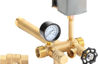 1″x 11″Well Pressure Tank Tee Kit with 40/60psi Pressure Switch,Brass Pressure Tank Installation Kit for Water Well, Fit Most pressure tanks with diameters up to 16 Inch