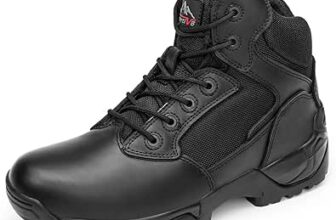 NORTIV 8 Mens Military Tactical Work Boots Side Zip Outdoor Hiking Leather Motorcycle Combat Boots