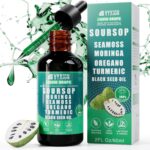 Vyxion Soursop Bitters Liquid Drops 10 in 1 with Sea Moss, Moringa, Turmeric, Black Seed Oil, Oregano, Ashwagandha | Herbal Extracts for Overall Health-Enhancing | Vegan, Non-GMO | 2 Fl Oz