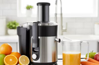 Compact Centrifugal Juice Maker – Multi-Function Fruit & Vegetable Processor with Wide Chute – Easy Assembly for Home Use