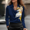Women’s Swing Collar Draped Shirts & Blouses.