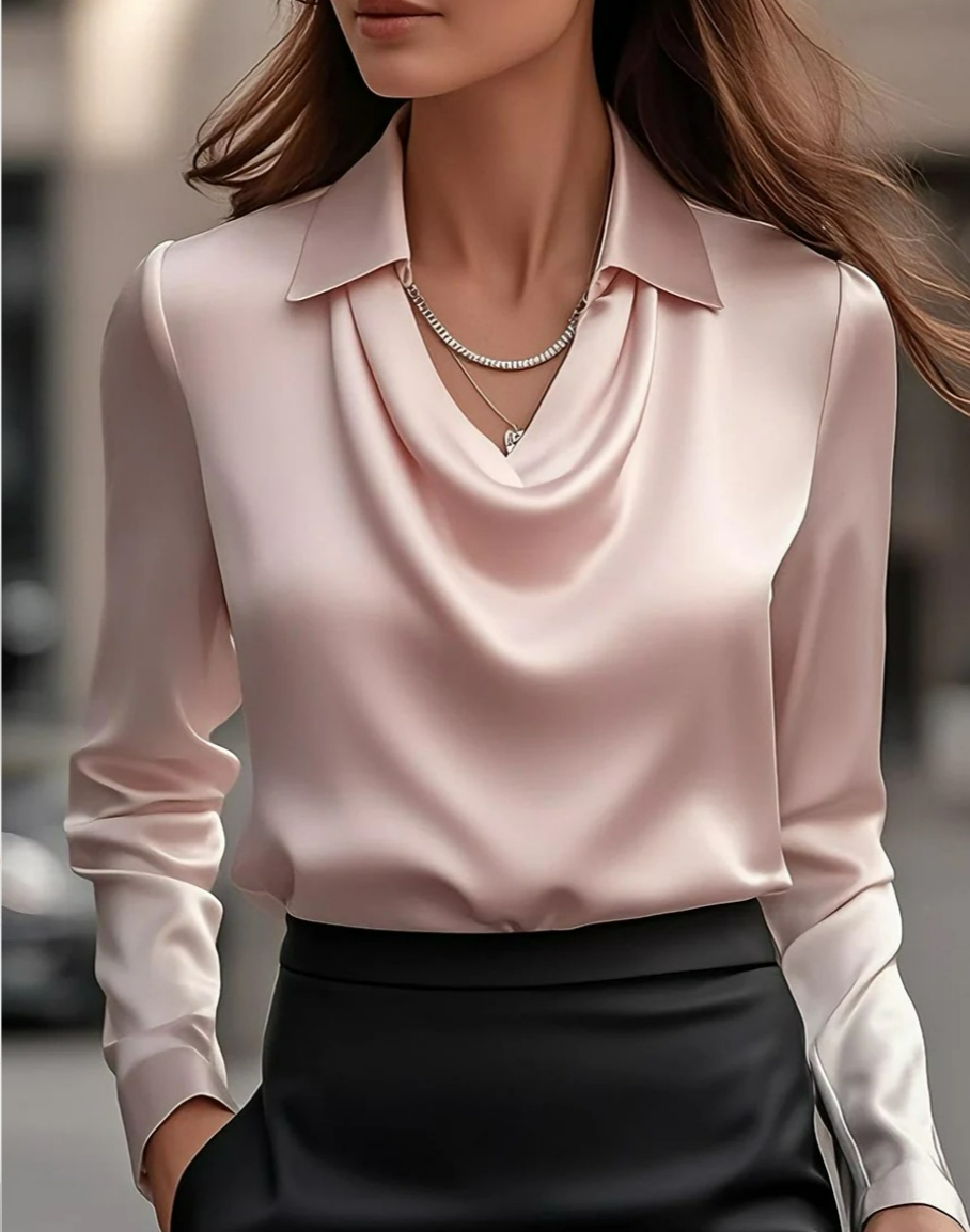 Women's Swing Collar Draped Shirts & Blouses. - Image 12