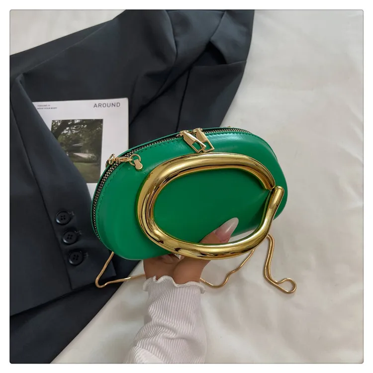 Small Bag Vintage Hardware Metal Handle Chain Crossbody Backpack - Image 9