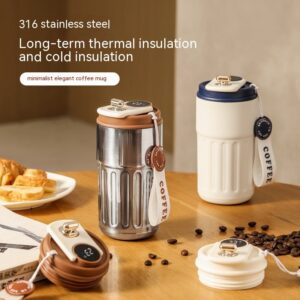 Smart Digital Thermal Bottle Portable Coffee Mug Stainless Steel Water Bottle In-Car Insulated Cup.