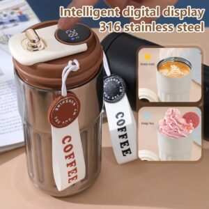 Smart Digital Thermal Bottle Portable Coffee Mug Stainless Steel Water Bottle In-Car Insulated Cup.