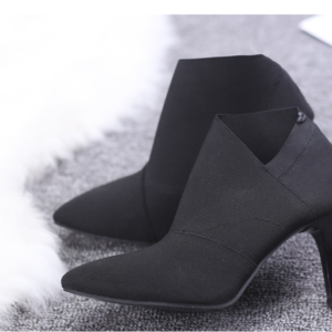 Women Shoes Slip-On Retro High Heel Ankle Boot Elegant Cusp England Casual Short Boots Female Pointed Toe Stiletto Shoes