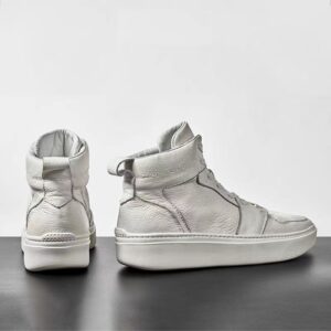 Men’s White Platform Sneakers – Korean Style Casual Shoes
