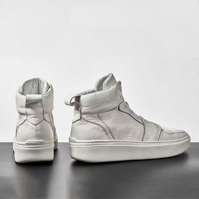Men's White Platform Sneakers – Korean Style Casual Shoes - Image 2