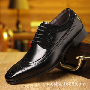 Men’s Pointed-Toe Business Dress Shoes – Brown & Black Lace-Up Formal Shoes
