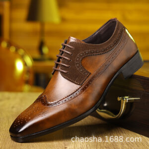 Men’s Pointed-Toe Business Dress Shoes – Brown & Black Lace-Up Formal Shoes