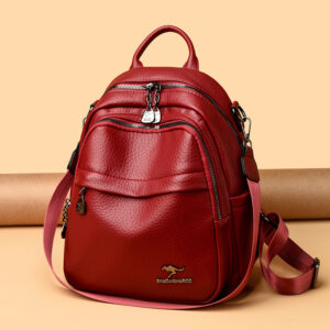 Urban Simplicity Casual PU Leather Backpack – Waterproof & Wear-Resistant Daily Fashion Bag