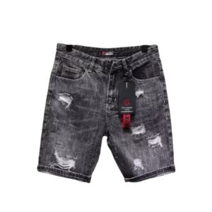Men’s Dark Gray Distressed Denim Shorts – Korean Style Casual Summer Shorts