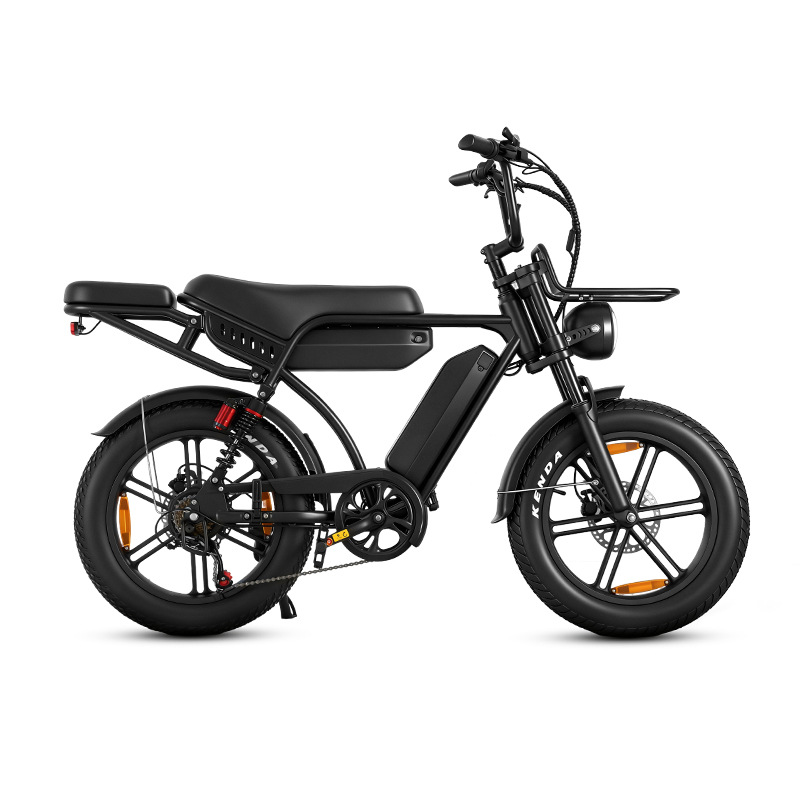 Mankeel MZ-39 black electric bicycle with wide tires, front suspension and rear cargo rack. - Image 5