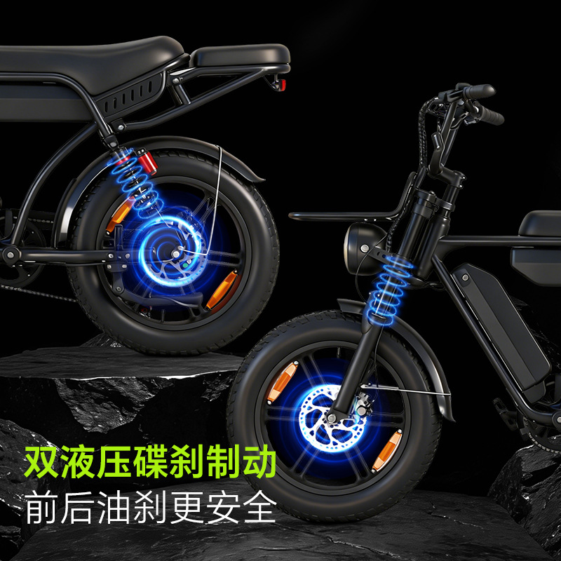 Mankeel MZ-39 black electric bicycle with wide tires, front suspension and rear cargo rack. - Image 4