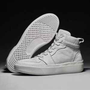 Men’s White Platform Sneakers – Korean Style Casual Shoes