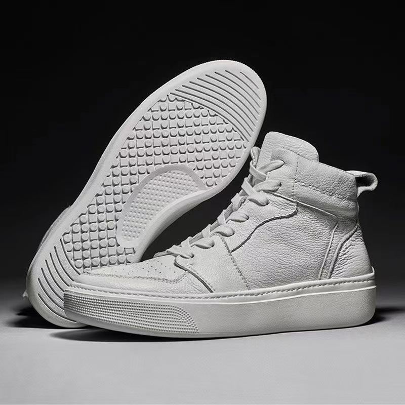 Men's White Platform Sneakers – Korean Style Casual Shoes