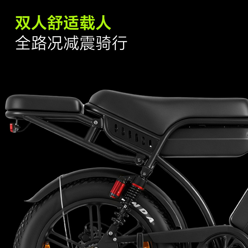 Mankeel MZ-39 black electric bicycle with wide tires, front suspension and rear cargo rack. - Image 2