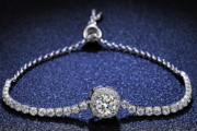 Simple Style Solid Color Sterling Silver Inlay Moissanite Bracelets